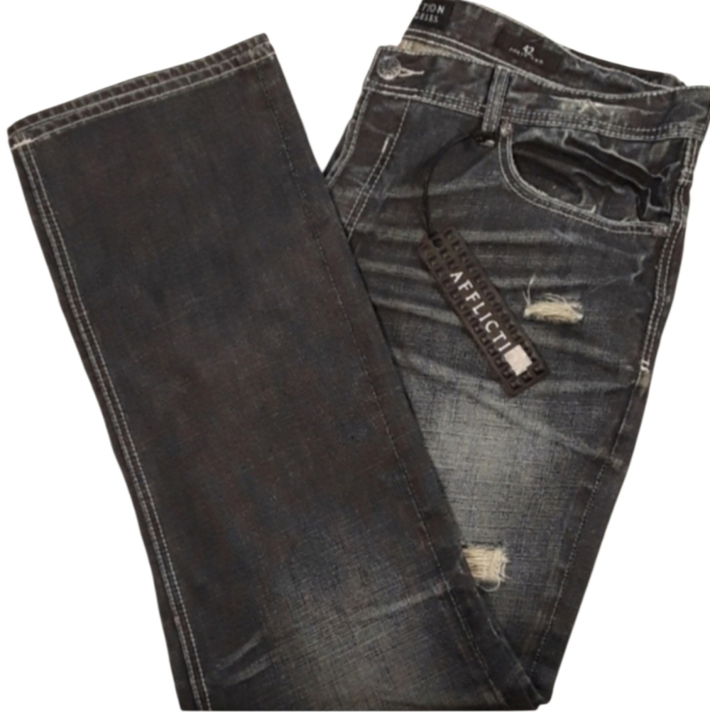 🆕️Affliction Imperial Blue Ace Slim Straight Jeans. Men's Size: W42x34L. NWOT.